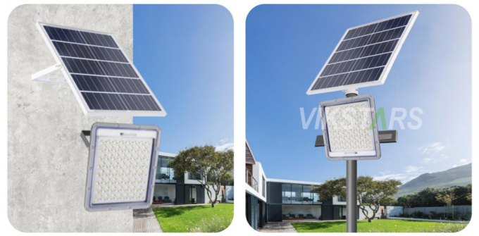Lampade di inondazione solari in alluminio 100w 200w 300w 400w Per i villaggi del cortile magazzino IP66 impermeabile 8