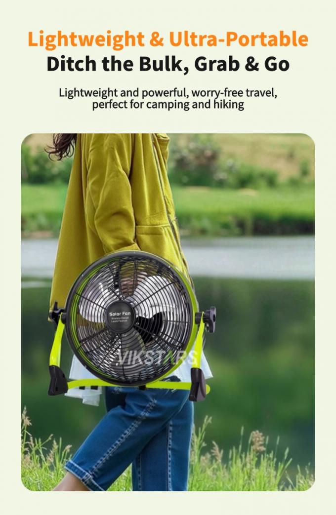 Ventilatore esterno portatile ricaricabile emergenza domestica 12 pollici 14 pollici ventilatore a pavimento solare ventilatore a energia solare silenzioso 6