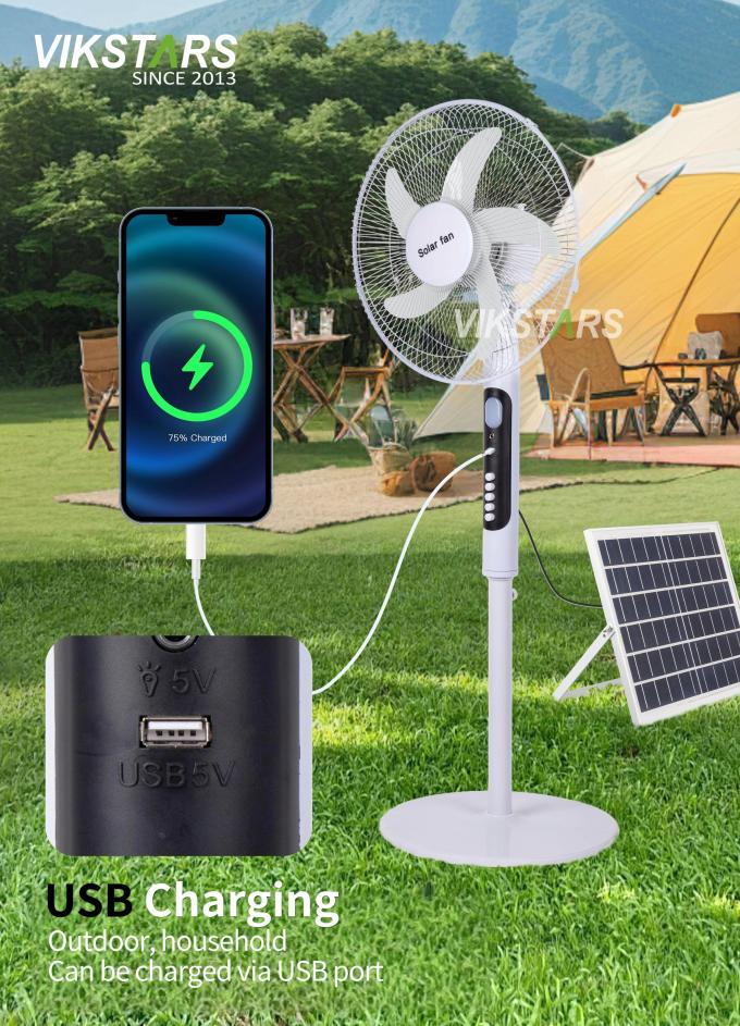 Ventilatore da terra solare 16 pollici con luce a risparmio energetico per campeggio all'aperto e pesca 11