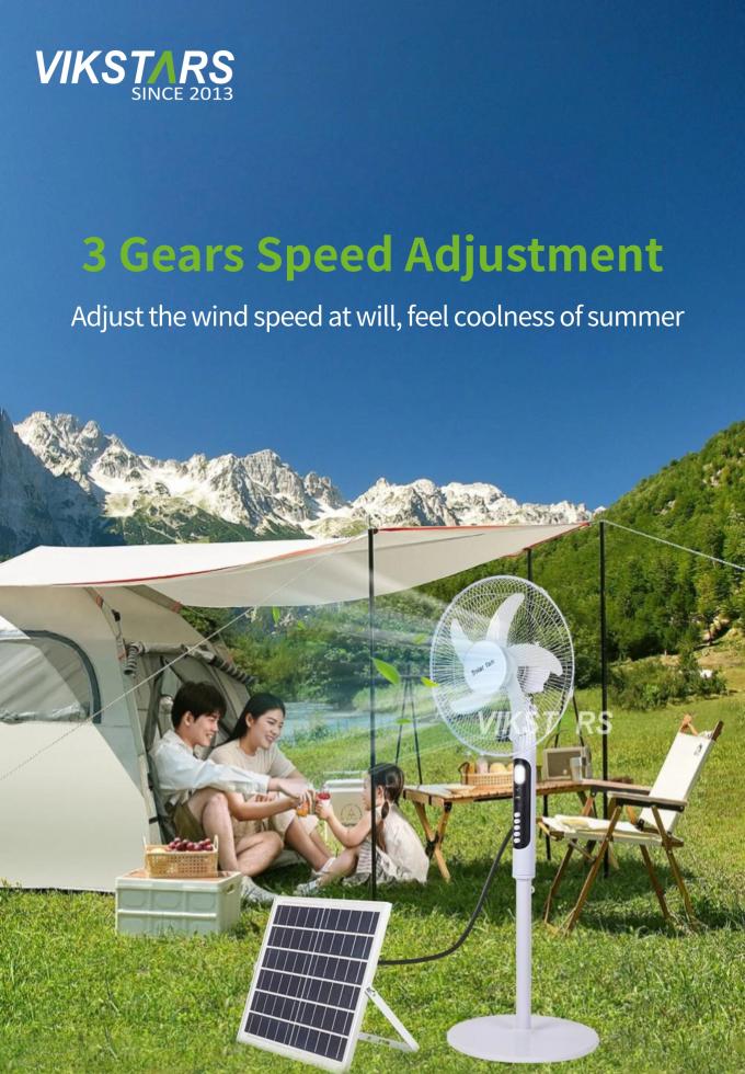 Ventilatore da terra solare 16 pollici con luce a risparmio energetico per campeggio all'aperto e pesca 14