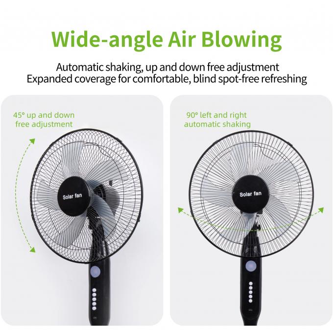 Ventilatore solare da terra ricaricabile a 5 pale da 16 pollici con luce LED, pannello e batteria, ventilatore solare da pavimento 11