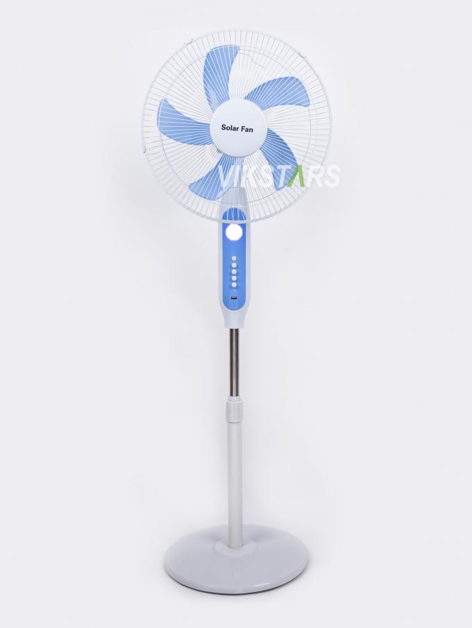 Ventilatore solare da terra ricaricabile a 5 pale da 16 pollici con luce LED, pannello e batteria, ventilatore solare da pavimento 19