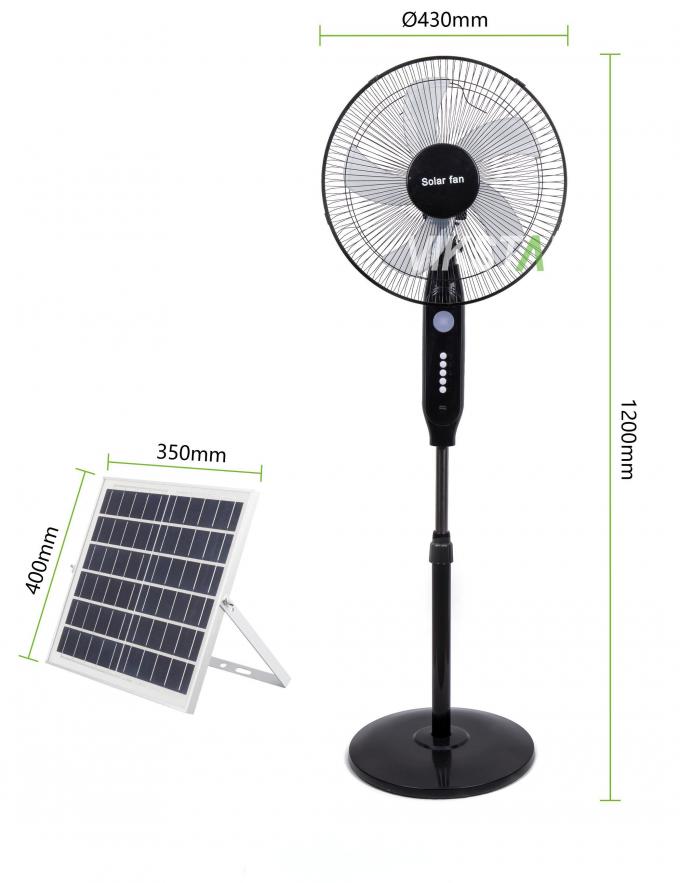 Ventilatore solare da terra ricaricabile a 5 pale da 16 pollici con luce LED, pannello e batteria, ventilatore solare da pavimento 21