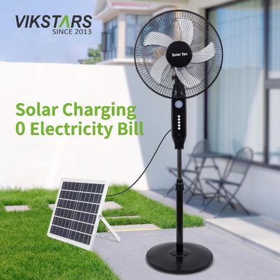 comprare Ventilatore solare da terra ricaricabile a 5 pale da 16 pollici con luce LED, pannello e batteria, ventilatore solare da pavimento fabbricazione online
